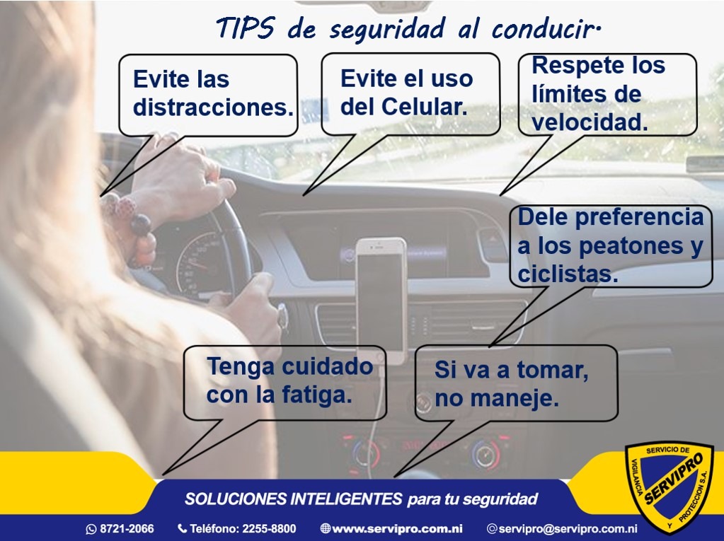 Sigue estos tips de Seguridad personal para conducir en la Vía Pública. Contáctanos a través de Whatsapp ✆ 87212066 ó llámenos al ✆ 22558800