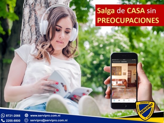 Disfruta tu tiempo libre con tranquilidad, tendrás el control de lo que sucede en casa desde la palma de la mano Familia protegida, Familia feliz Llámenos al ✆ 22558800 nosotros le asesoraremos. Visítenos www.servipro.com.ni